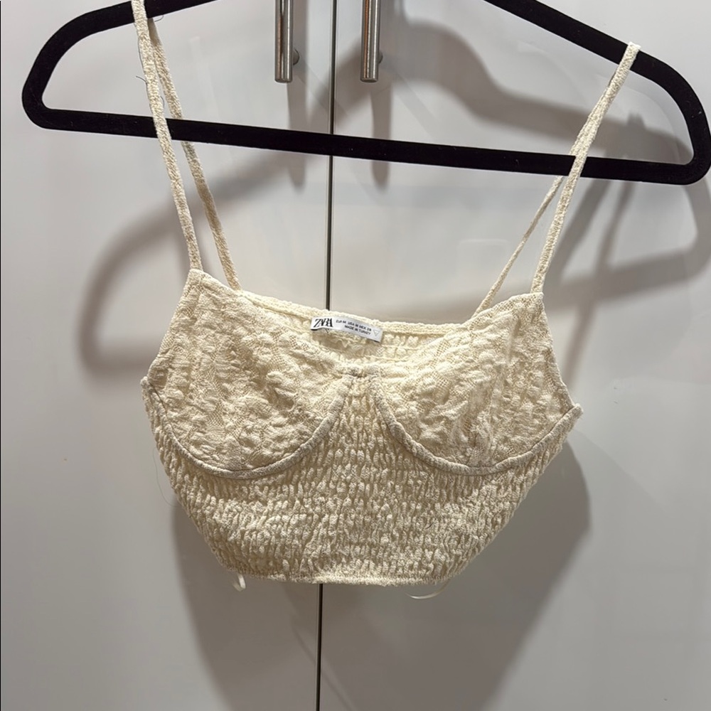 Zara Cream Crochet Lace Bralette